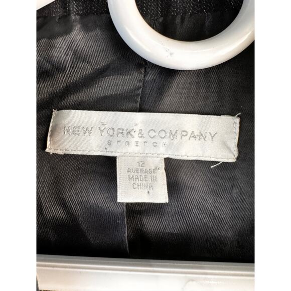 New York & Company Blazer Jacker Womens 12 Navy Blue Stretch Chambray Corpcore - Picture 6 of 8